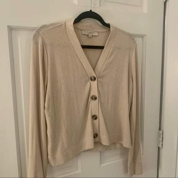 LOFT Ribbed Button Top - Picture 3 of 4